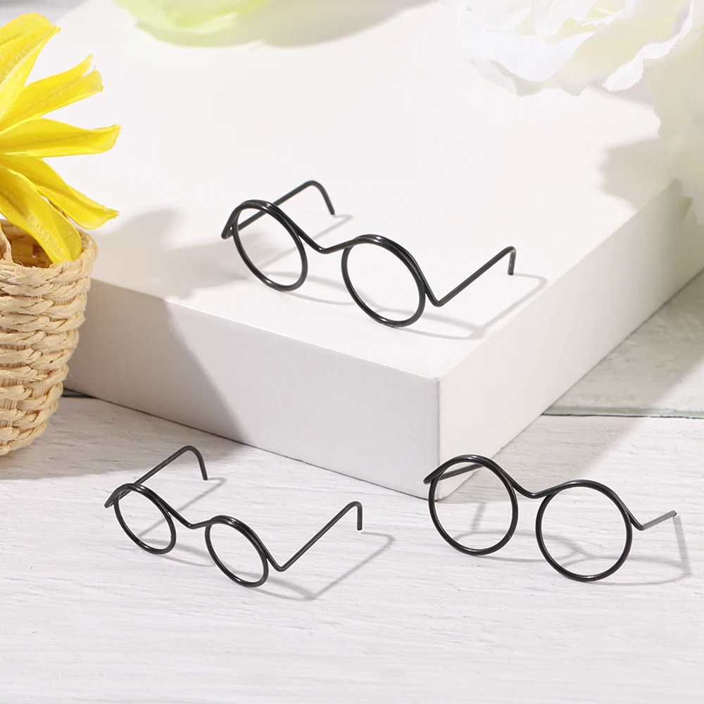 

5PCS Great Collection Fashion Round Frame Glasses Retro Lensless Doll Glasses Cool Doll Decoration Accessories 3/3.5cm