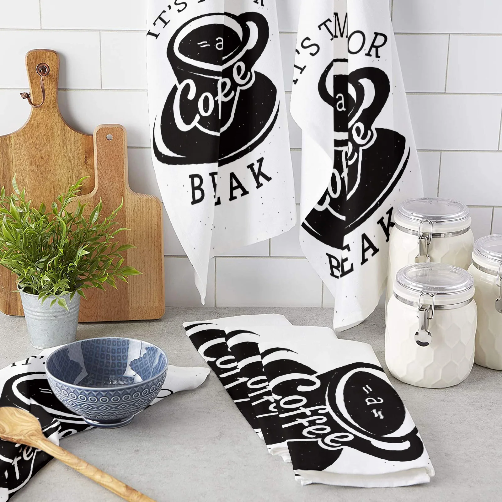 

Черная кофейная чашка в ретро стиле, кухонное полотенце из микрофибры, посуда, ткань, столовая посуда, полотенца, посуда для кухни
