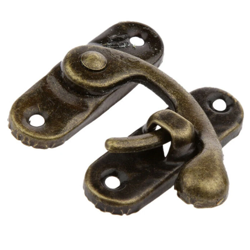 

10 Set Mini Antique Bronze Wood Box Latch Clasp Lock Fixing Screw Right Hook Set Home Door Hardware Accessories