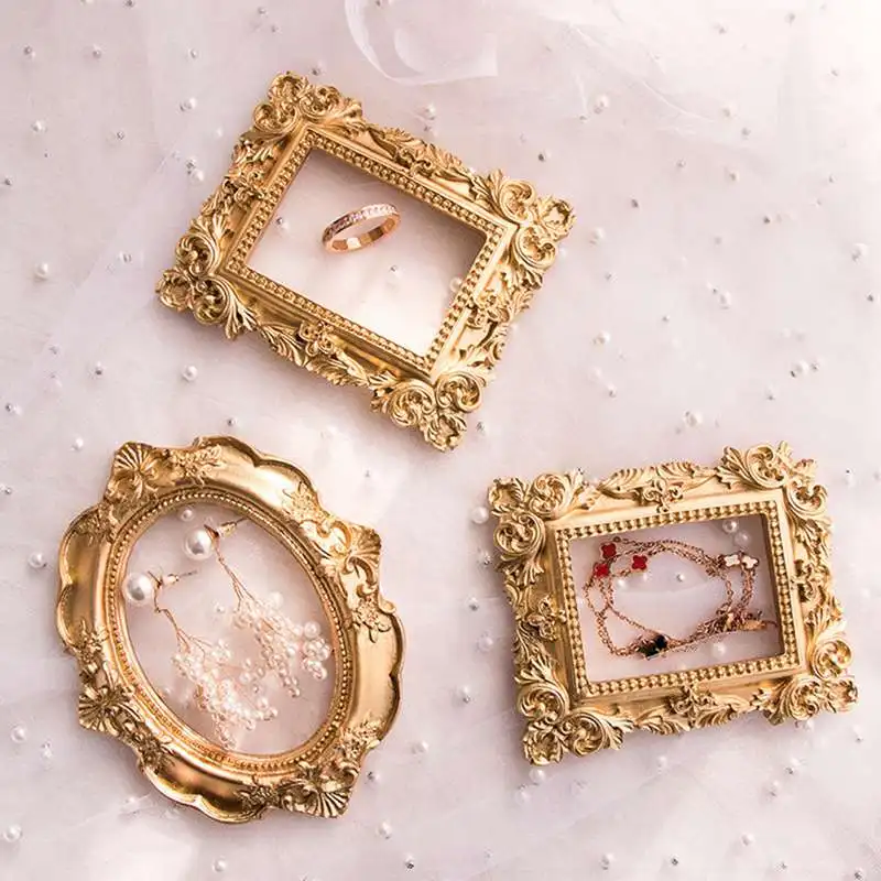 

1Pc Golden Retro Photo Frame Nail Art Jewelry Decoration Home Decoration Photography Background Shooting Photo Props