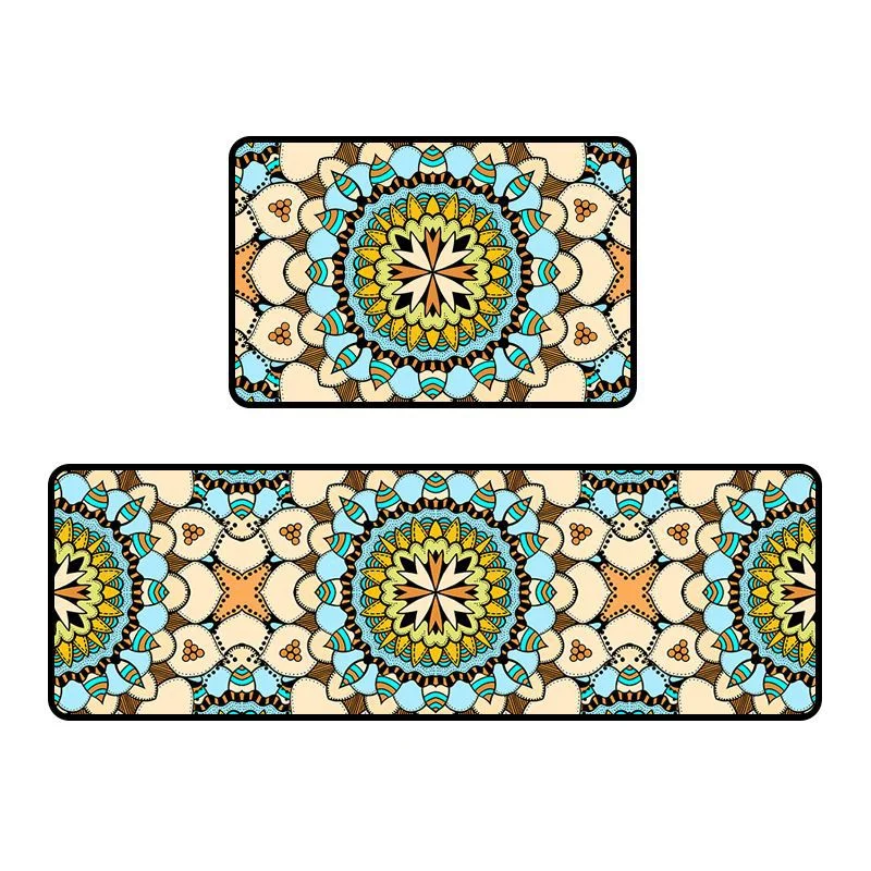 

Ethnic Style Kitchen Carpet Floor Mat Water Absorption mandala Pattern Door Mat Bedroom Bedside Tatami Carpet Rug Home Textile