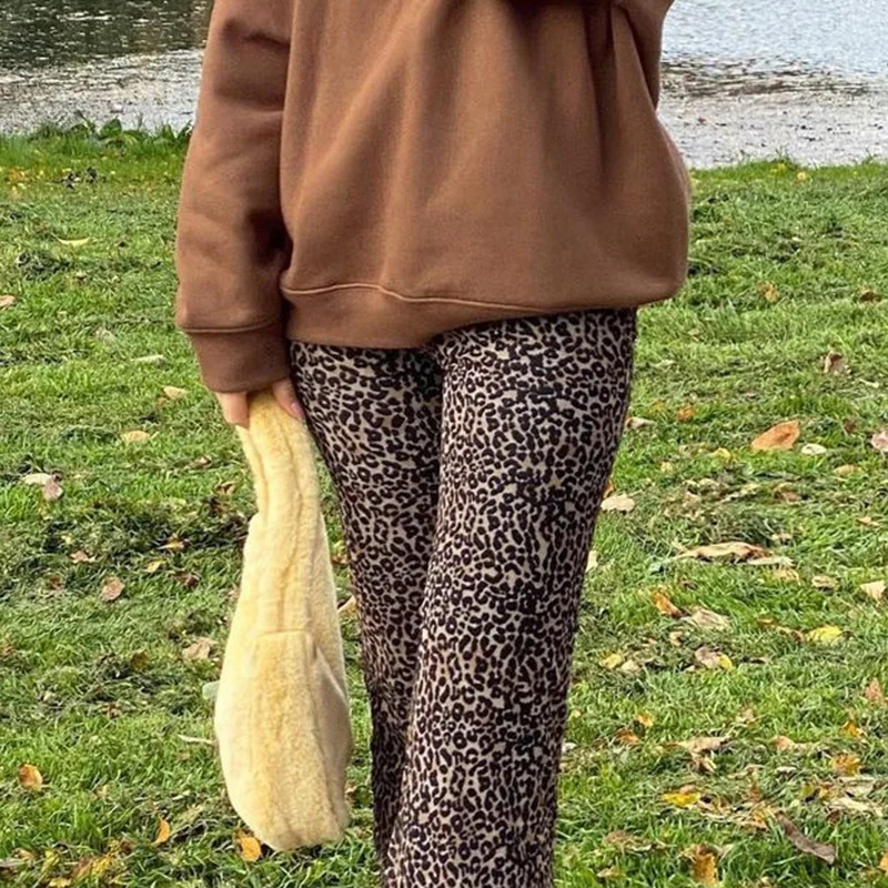 

Casual Skinny Long Trousers Ladies Animal Leopard Print High Waisted Pants s Y2K Fashion Sweatpants Summer