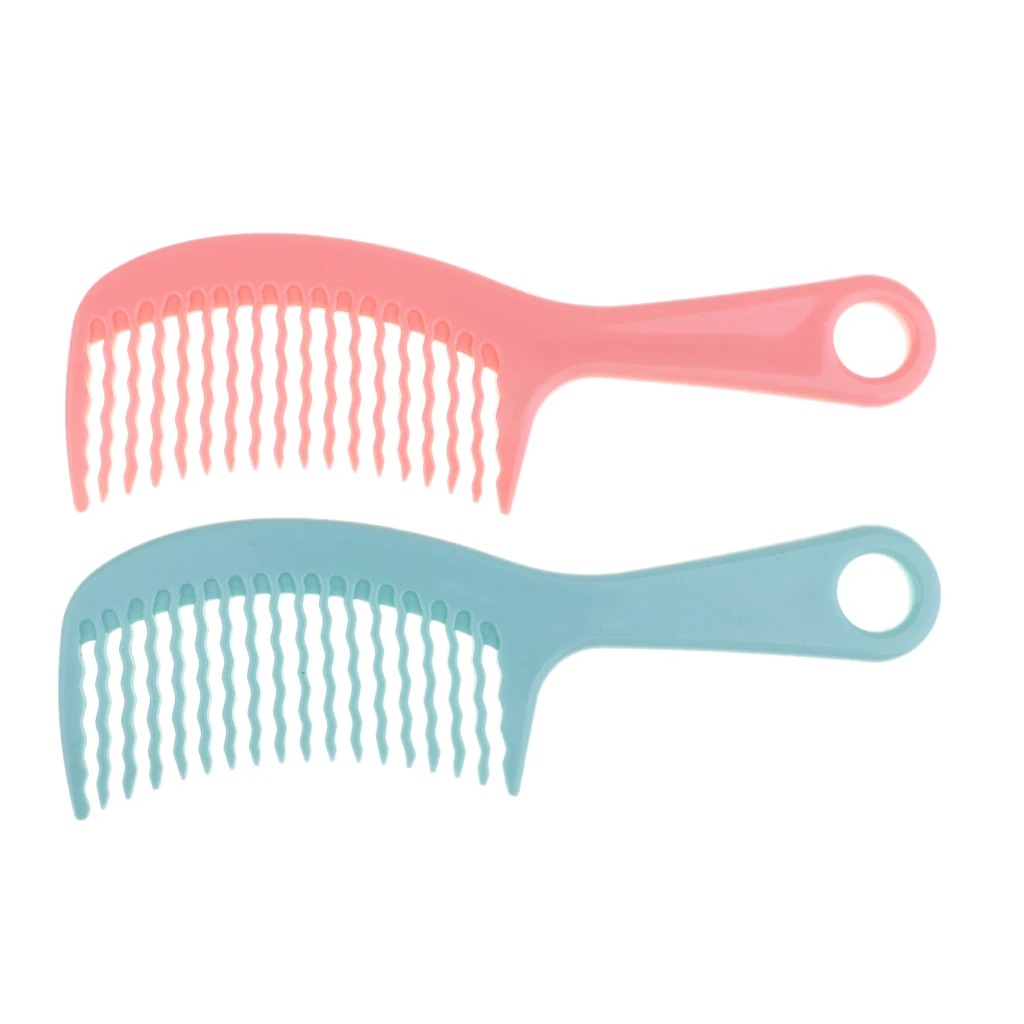 

2pcs Wide Tooth Hairstyle Detangle Comb&Handle Comb For Curl Hair Wavy Tooth