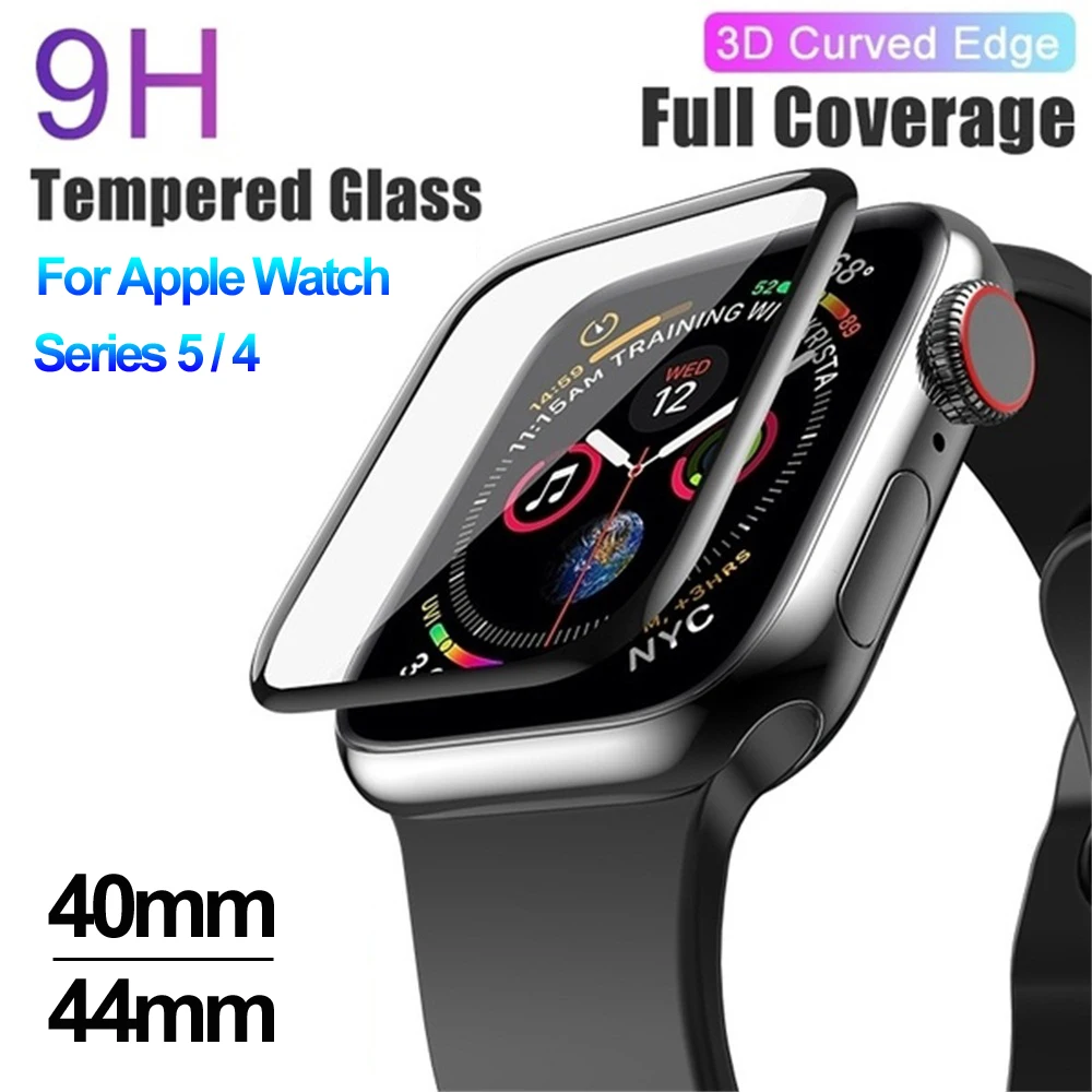 Защитное стекло изогнутое закаленное 9H для Apple Watch Series 5 4 iWatch 40 мм 44