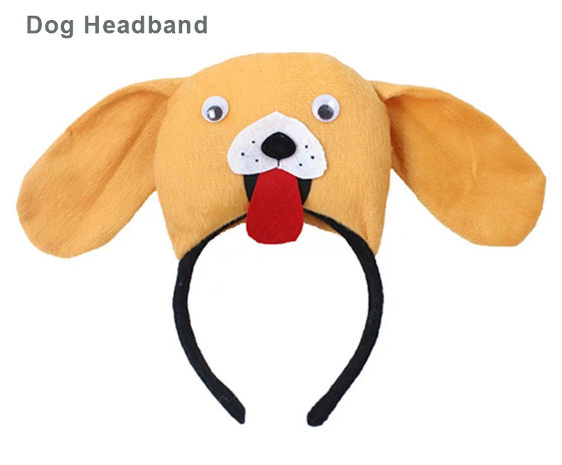 Dog headband Милое животное ухо оголовье плюшевые стерео обезьяна лиса Тигр повязка для волос для детей взрослых Косплей головные Уборы Хэллоуин Рождественская вечеринка - Цвет: Dog headband