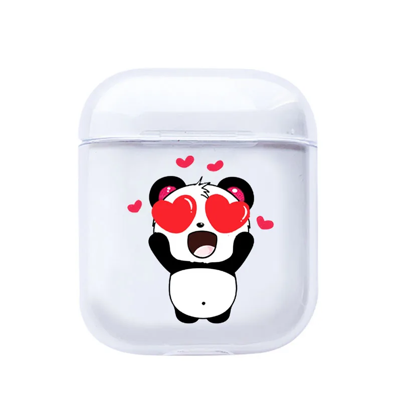 I201112 Чехол s для Airpods с милой пандой, окрашенный прозрачный мягкий силиконовый чехол s для AirPods 1/2 чехол, защитный чехол, беспроводной чехол для наушников - Цвет: I201112