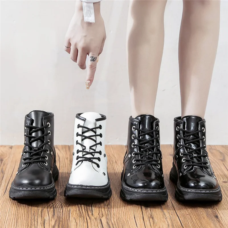 Женские ботинки Martin из натуральной кожи на платформе Белые короткие ботильоны