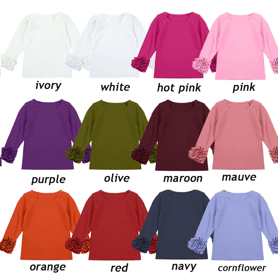

Baby Girls Clothes Icing Ruffle Long Sleeve Plain T Shirts Spring Autumn 95% Cotton Soft Tops Kids Tee