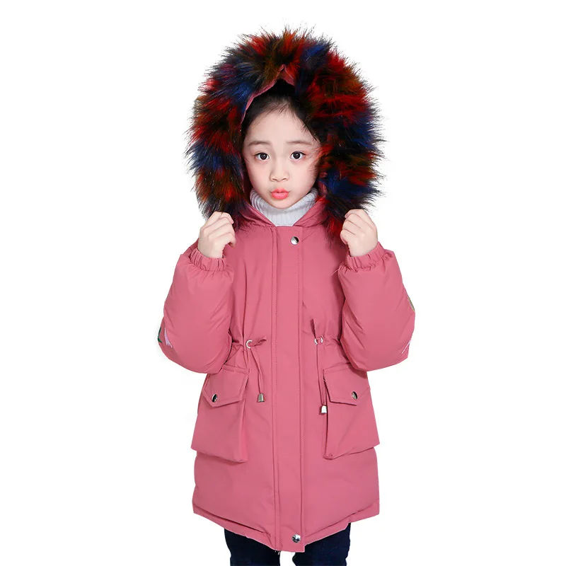 Зимняя куртка для девочек Детская верхняя одежда парки плотное теплое пальто с