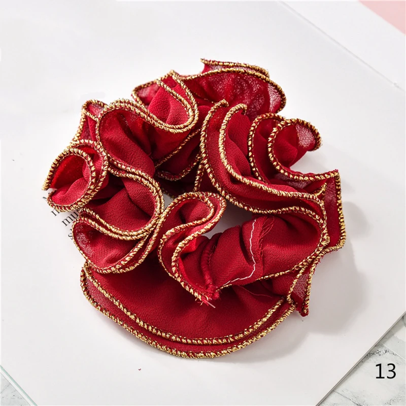 

Pearls Hair Scrunchie Soft Elastic Hair Bands Bronzing Edge Hair Ties Ponytail Holder Hair Rope Hair Ring Hair Accessories
