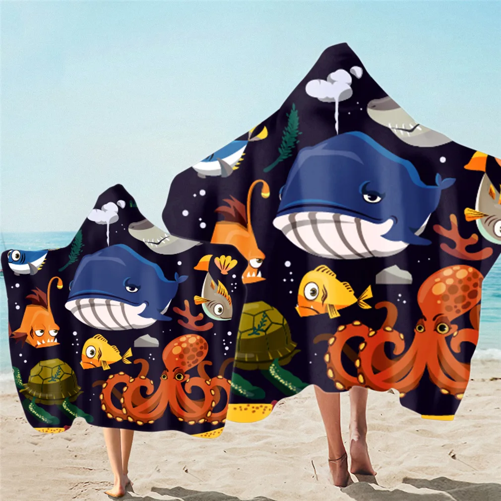 

Hooded Square Bath Towel Microfiber Adult Children's Bath Towel Wearable Beach Towel with Hood