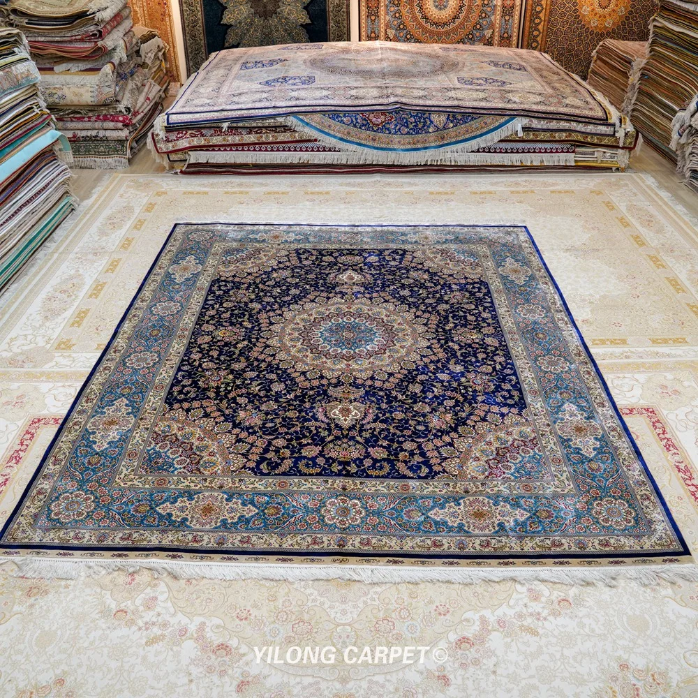 Goedkoop Yilong 8 'X 10' Vantage Handgemaakte 100% Zijde Tapijt Medaillon Perzische Zijden Tapijt (TJ191A)