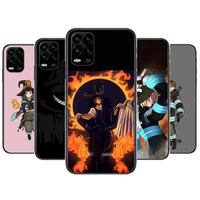 fire force cartoon phone case for xiaomi redmi note 11 10 9s 8 7 6 5 a pro t y1 anime black cover silicone back pre style cover