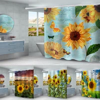 flowers sunflower shower curtain print bathroom waterproof thicken polyester bath curtain washable bath decor curtains