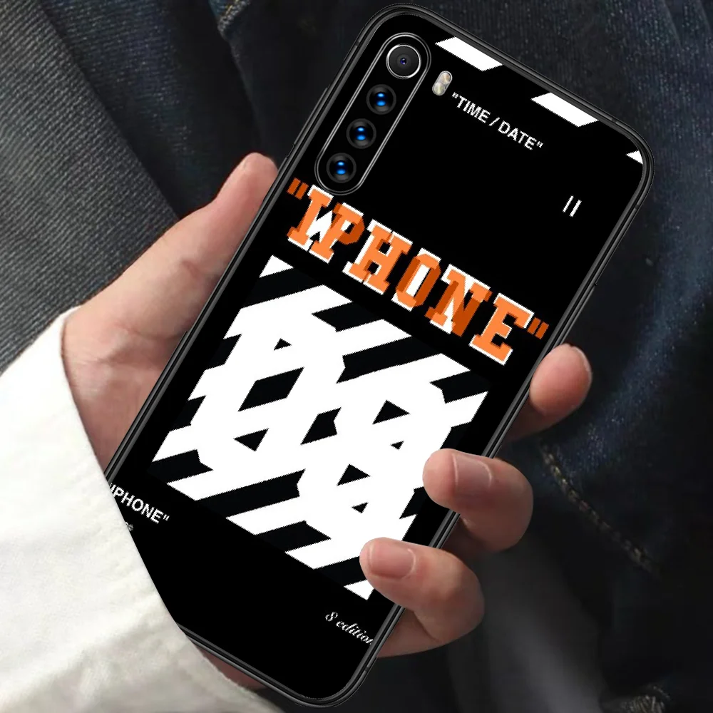 

White Fashion Band OFF OW Phone Case For XIAOMI Redmi Note 5 7 8 T 9 6A 7A 8A 9S K 20 30 Pro black Coque Trend Etui 3D Back Tpu