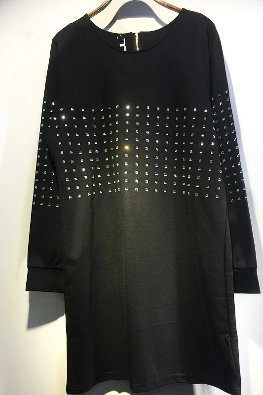 Цин MO женское черное Стройное Платье с Стразы для женщин повседневные Стиль