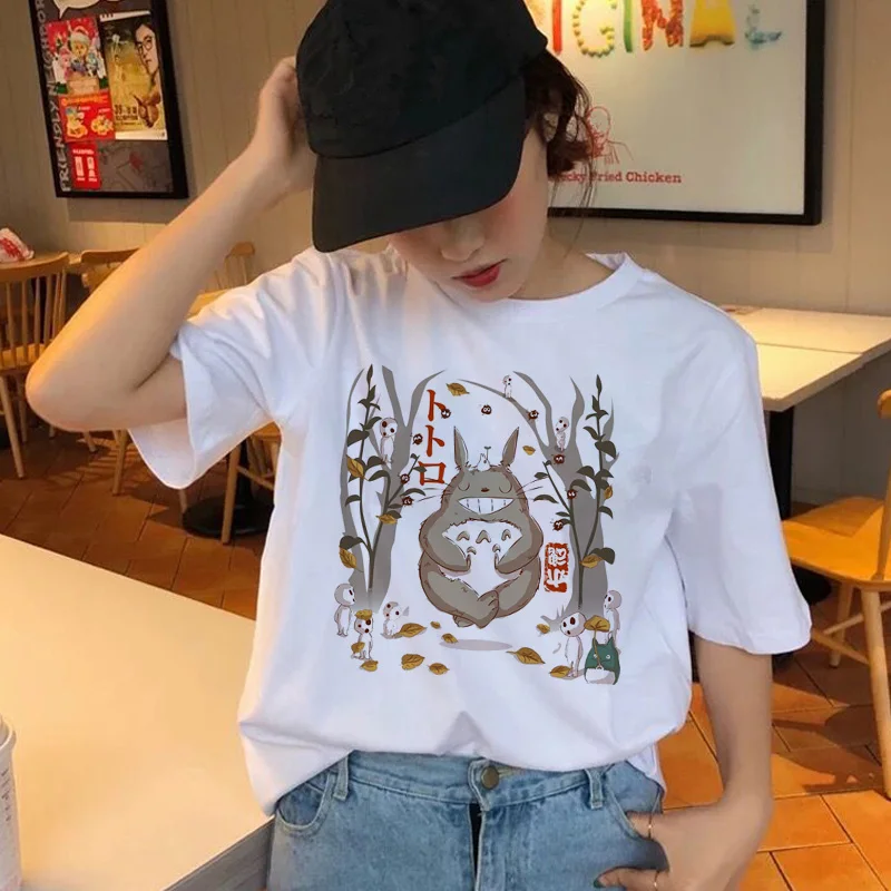 Ulzzang женский Harajuku Топ Kawaii одежда футболки повседневные гранж Графический Тоторо