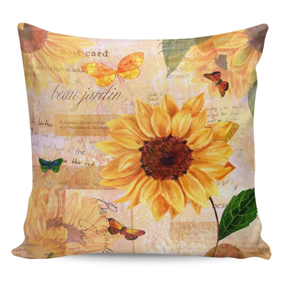 Подсолнух лепестки цветы листья подушка в стиле ретро чехлы Чехлы наволочки