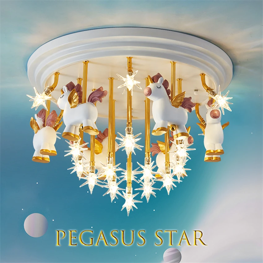 Скандинавский Pegasus Meteor мультфильм потолочные светильники для спальни Звезда