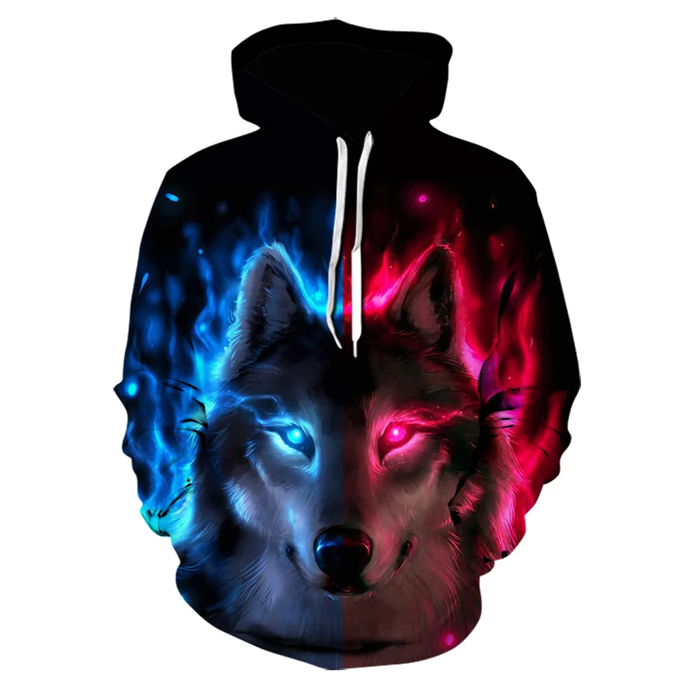 

Men 3D Printing Wolf Print Animal Hoodies Cartoon Hoodie Autumn Winter Green Long Sleeved Sweatshirt Casual Brand Pullover Coat