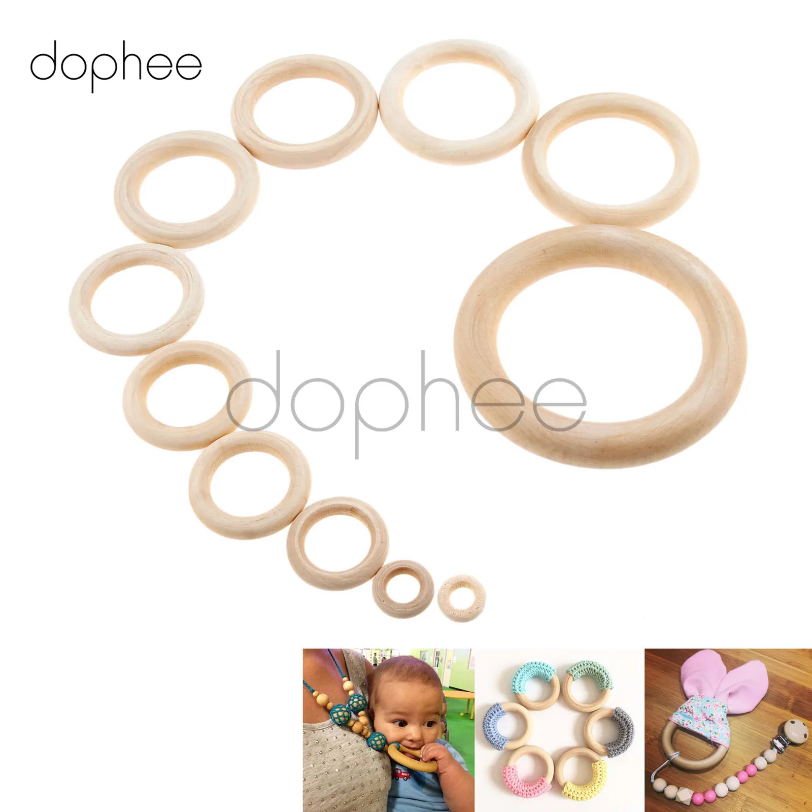 Dophee 1 100 шт. деревянные кольца 15 мм необработанные обручи для ожерелья ювелирные