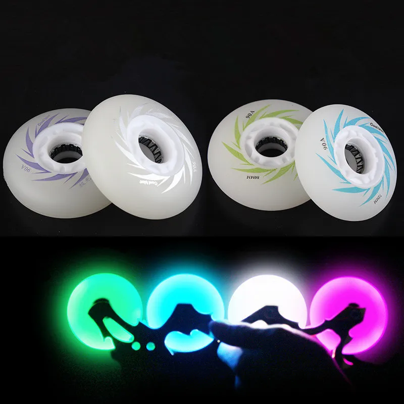1Pcs 76mm Led Bright Flash Skate Wheels PU Inline Roller Skates Rodas For Wave Board Caster Board Street Surf