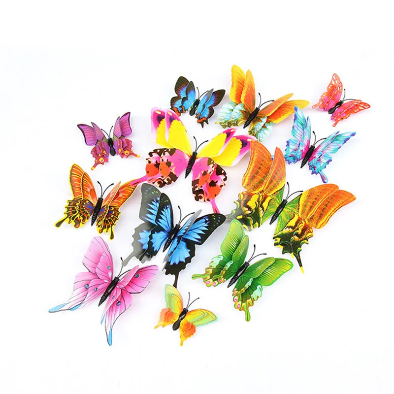 Съемные 3D наклейки на стену в виде бабочек 12 шт. художественное украшение для
