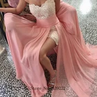 Женское шифоновое вечернее платье, розовое платье для выпускного вечера, Дешевое платье для вечеринки,