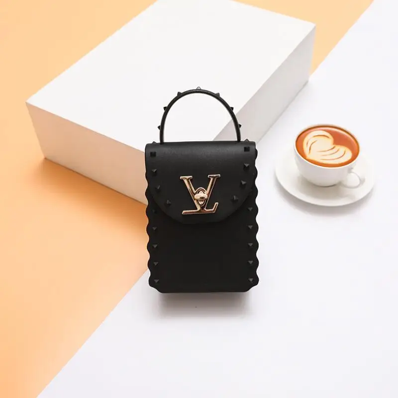 2020 New Fashion PVC Leather Handbag Rivet Jelly Bag Women Small Shoulder Bags Brand Designer Lock Tote Purse Sac A Main Femme | Багаж и