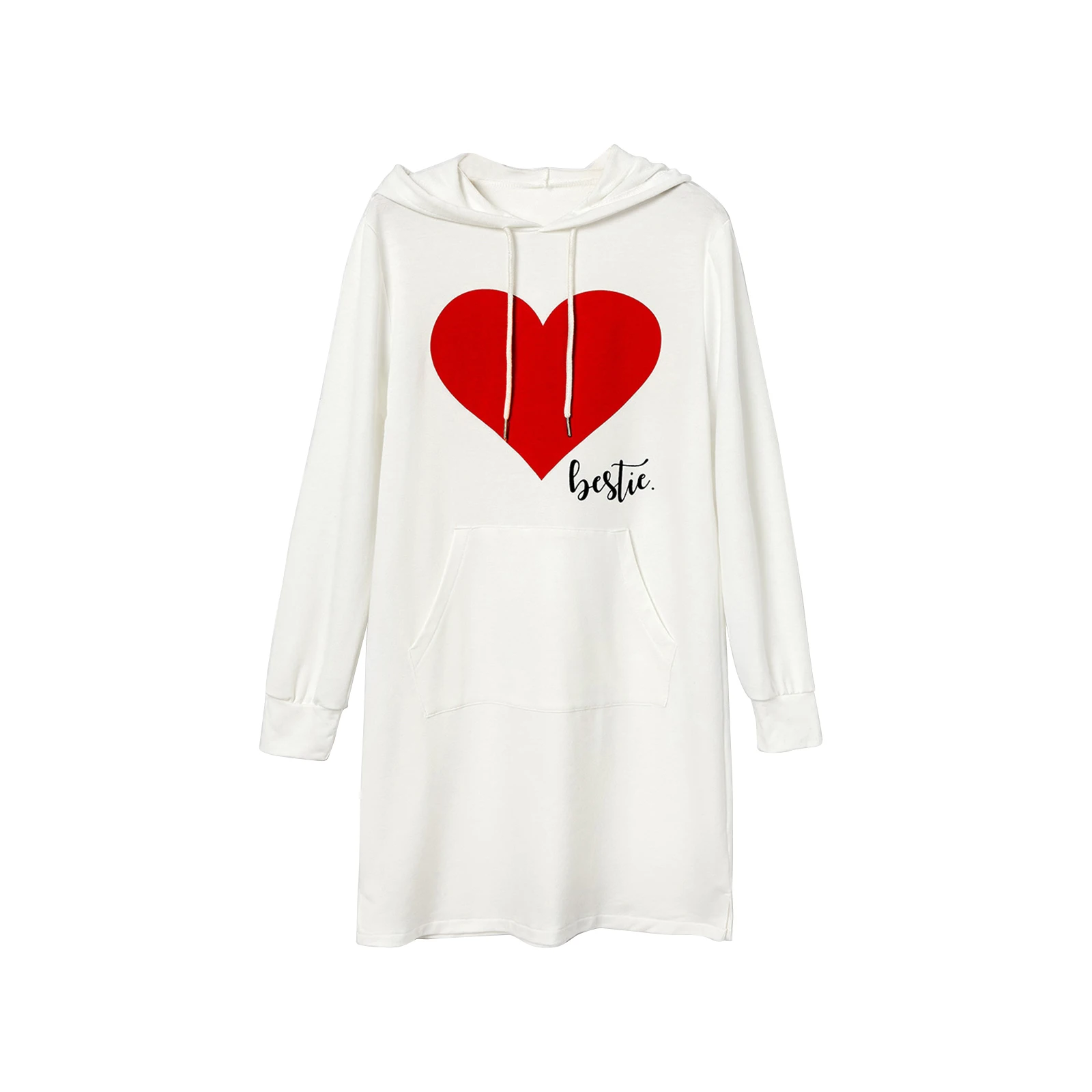 

Casual Parent-child Clothing, Heart Letter Print Long Sleeve Pullover/ Romper Drawstring Hoodie with Pocket