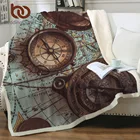 Одеяло BeddingOutlet с компасом для кровати, 3D принт карты мира, накидка, Ретро стиль, пушистое одеяло, навигационное покрывало, Манта