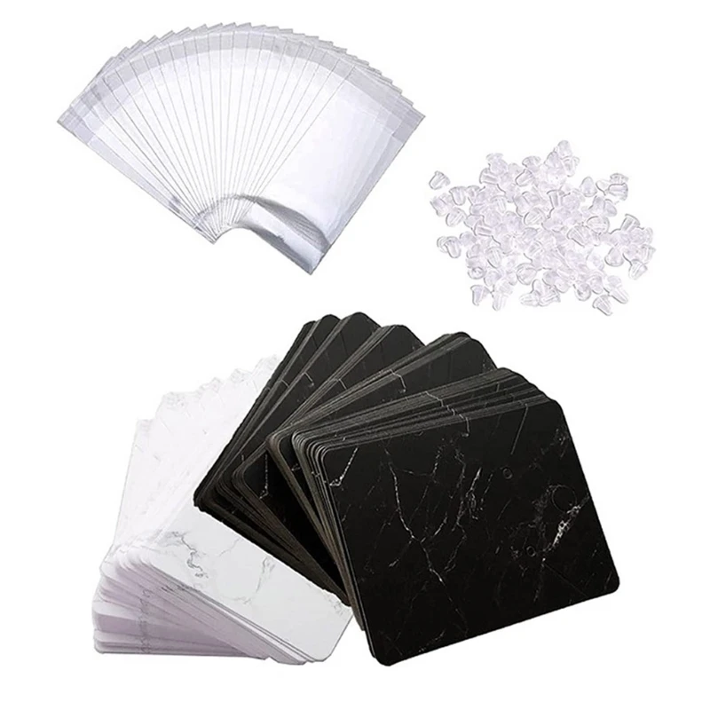 

R3MC Necklace Earrings Display Cards Marble Design Earring Display Cards Holder for DIY Jewelry Earrings Necklace Ear Studs