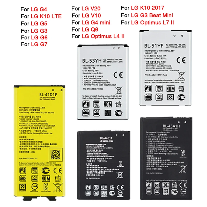 Ооз оригинальный телефон Батарея для LG G3 G4 G5 G6 G7 V20 K10 LTE BL 53YH 51YF 42D1F 45A1H 44E1F T32