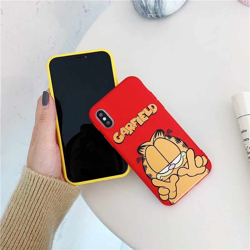

Cute Anime Garfield Couple Phone Cover Case For Iphone X 11 12 Mini Pro Xs Max Xr 10 8 7 6 6s Plus Se 2 Luxury Soft Coque Fundas
