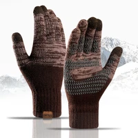 winter warm mens gloves fashion cashmere knitted full fingered gloves thicken lining touch screen mittens womens winter