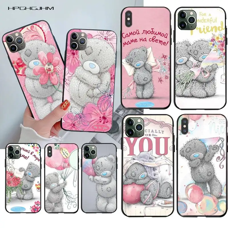

HPCHCJHM Lovely Teddy bear Newly Arrived Black Cell Phone Case for iPhone 11 pro XS MAX 8 7 6 6S Plus X 5S SE 2020 XR case