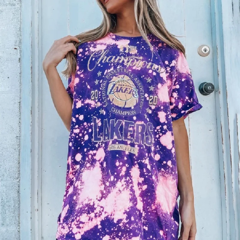 

Vintage Letter Graphic T Shirts Print Purple Loose Woman Tshirts New Summer Plus Size O Neck Casual Tshirt Fashion England Tops