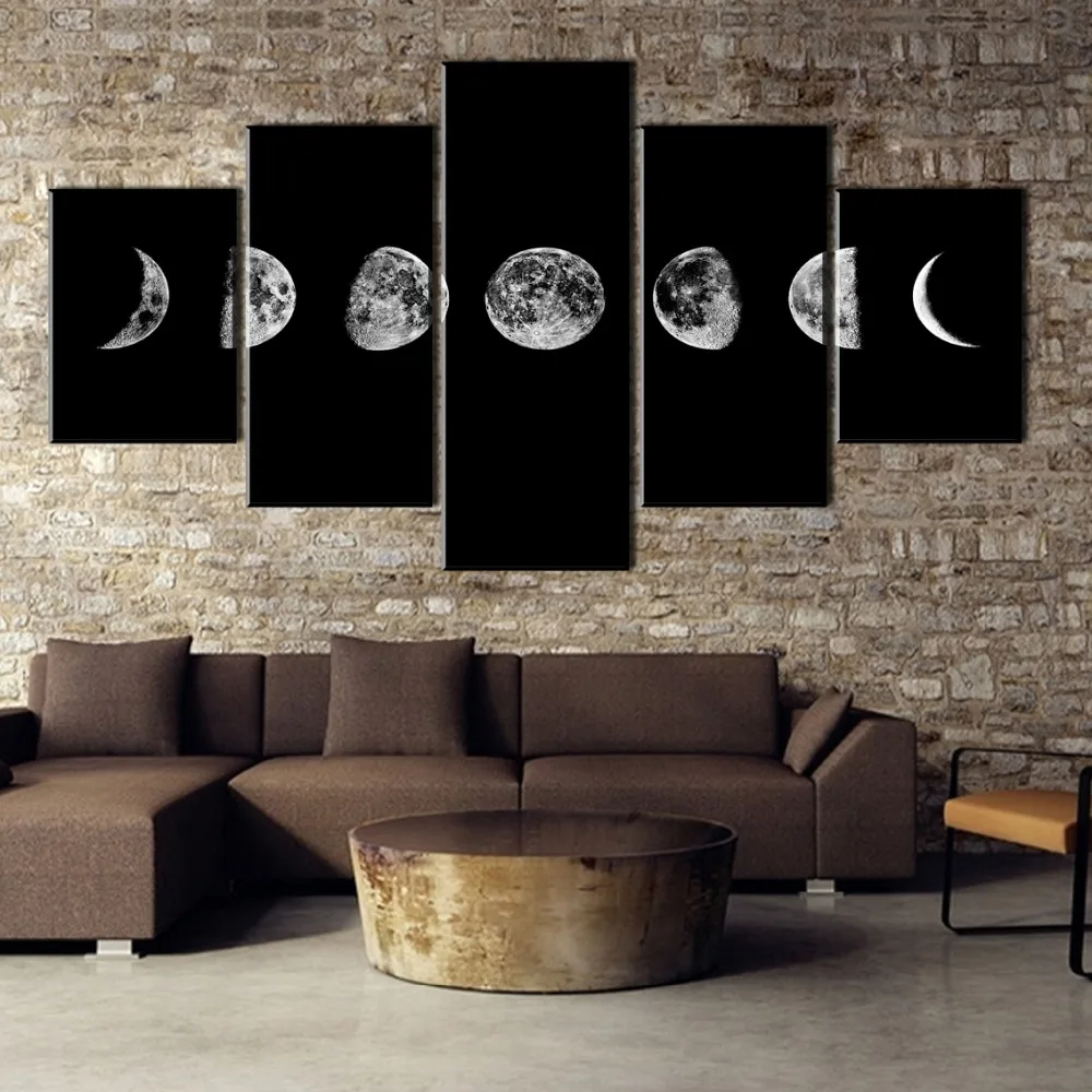 

Framed 5 Piece Canvas Art Moon Changes Cuadros Decoracion Paintings on Canvas Wall Art for Home Decorations Wall Decor Artwork