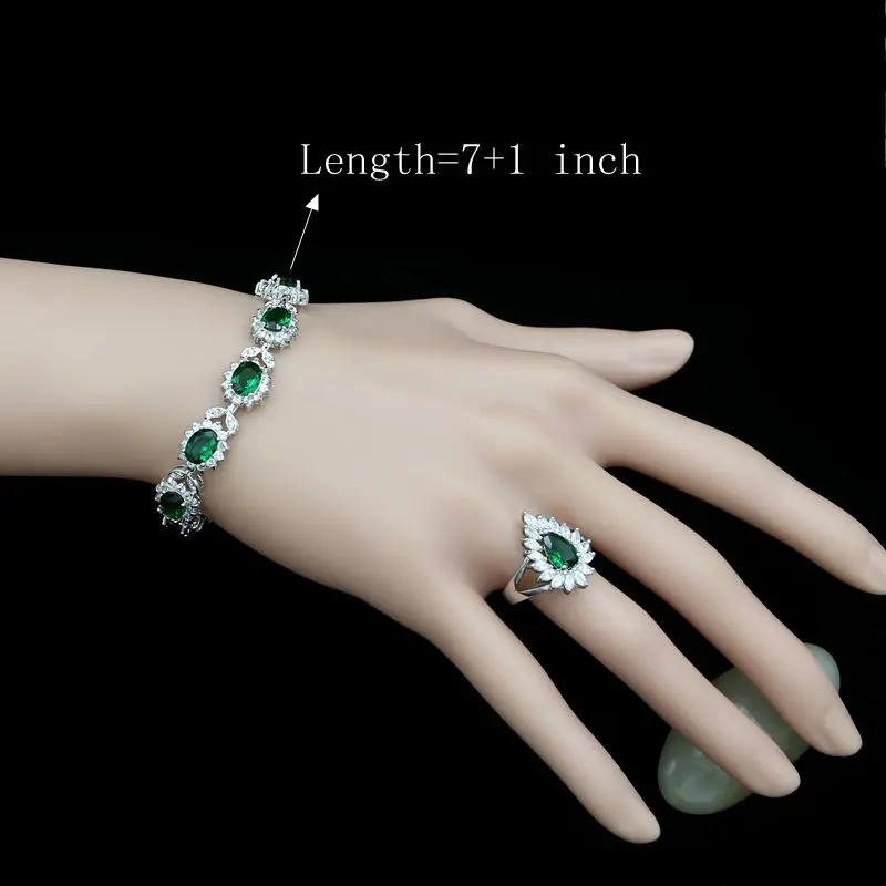 Женские вечерние комплекты украшений из серебра 925 пробы серьги с зеленым