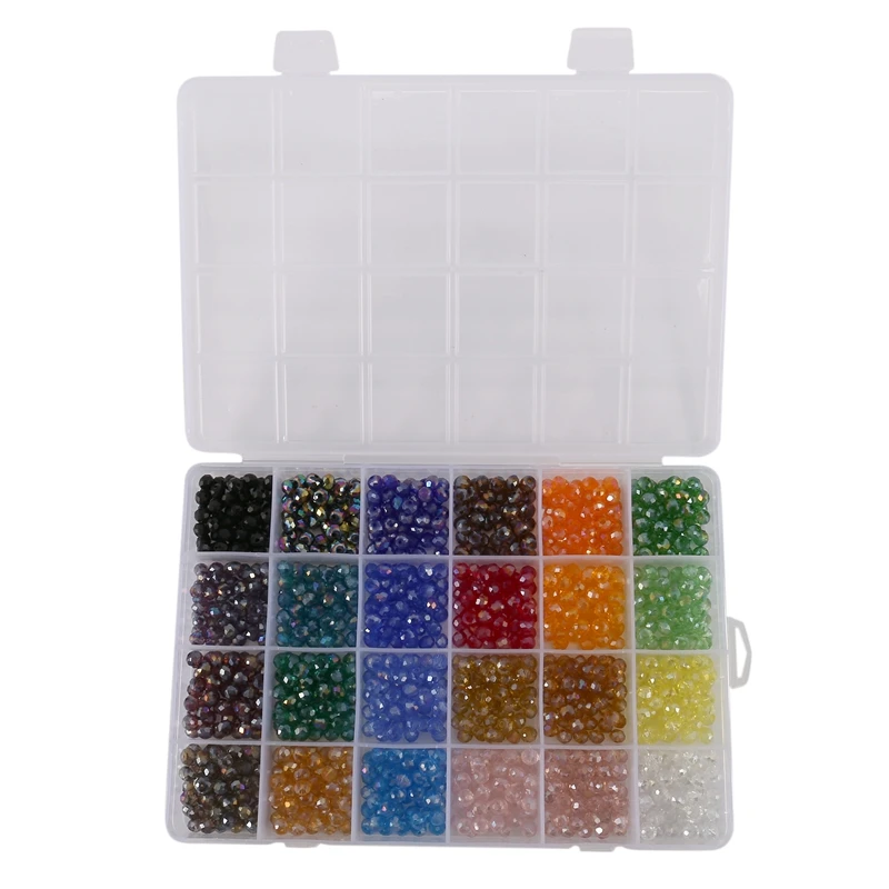 

24 цвета, 6 мм, декоративные граненые хрустальные бусины с отверстием для рукоделия, браслета, ожерелья, ювелирных изделий