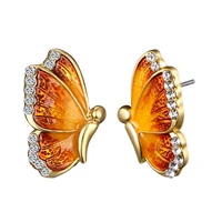 2020 new fashion ladies oil painting butterfly wings earrings female personality rhinestone insect earrings party jewelry gifts