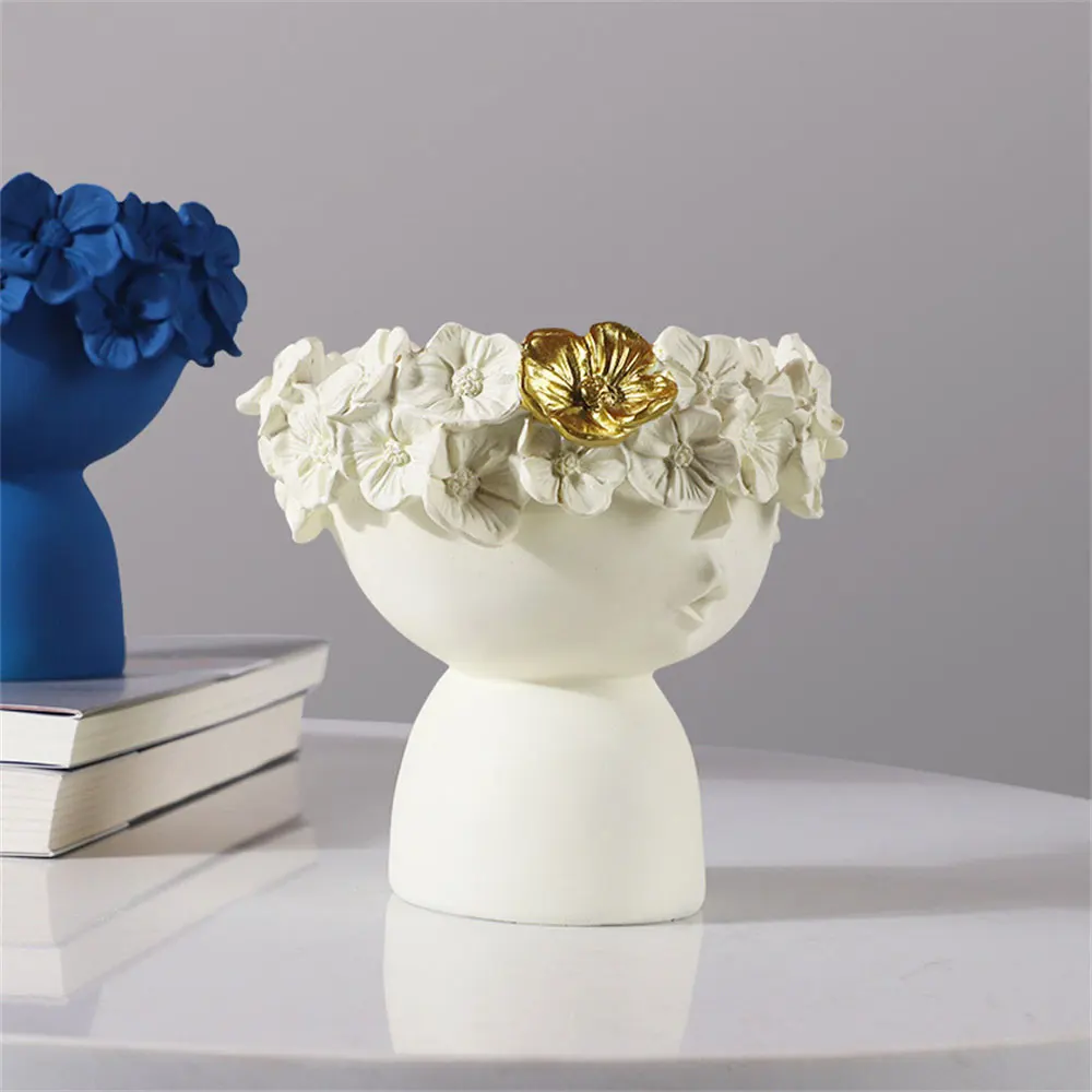 

Resin Crafts Vase Statue Sculpture Makeup Brush Holder Desktop Storage Box Pen Holder Creativity Flower Vase Home Decoration