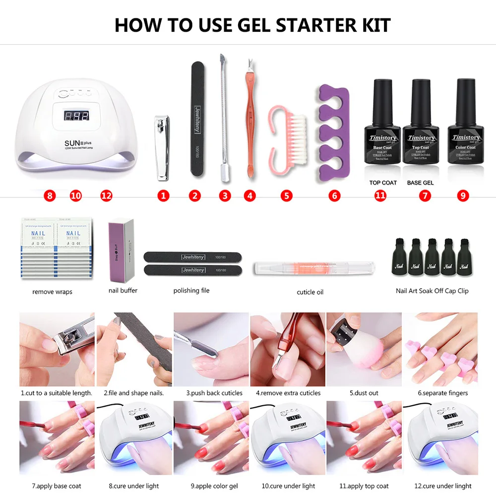 

Manicure Set Acrylic Nail Kit With 120/54W Nail Lamp Choose Gel Nail Polish Nail Art Set Manicure Machine All For Manicure