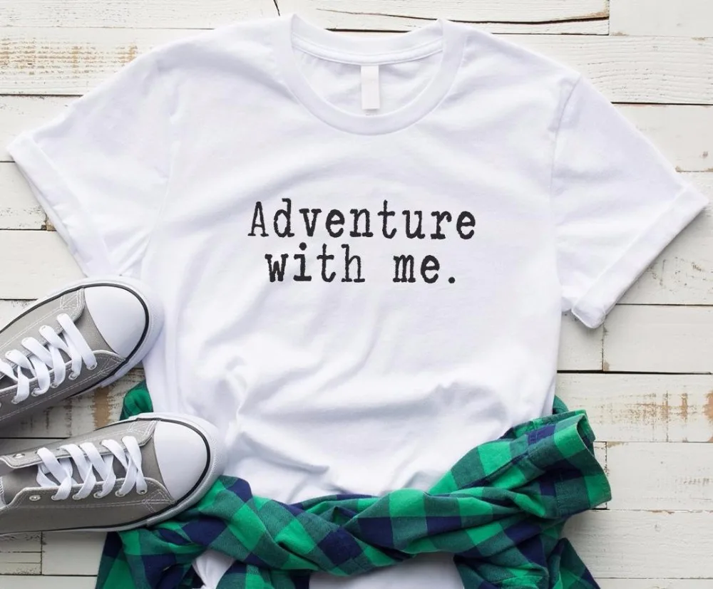 

Women T Shirt Adventure with me Letters Print Tshirt Women Short Sleeve O Neck Loose T-shirt Ladies Causal Tee Shirt Tops