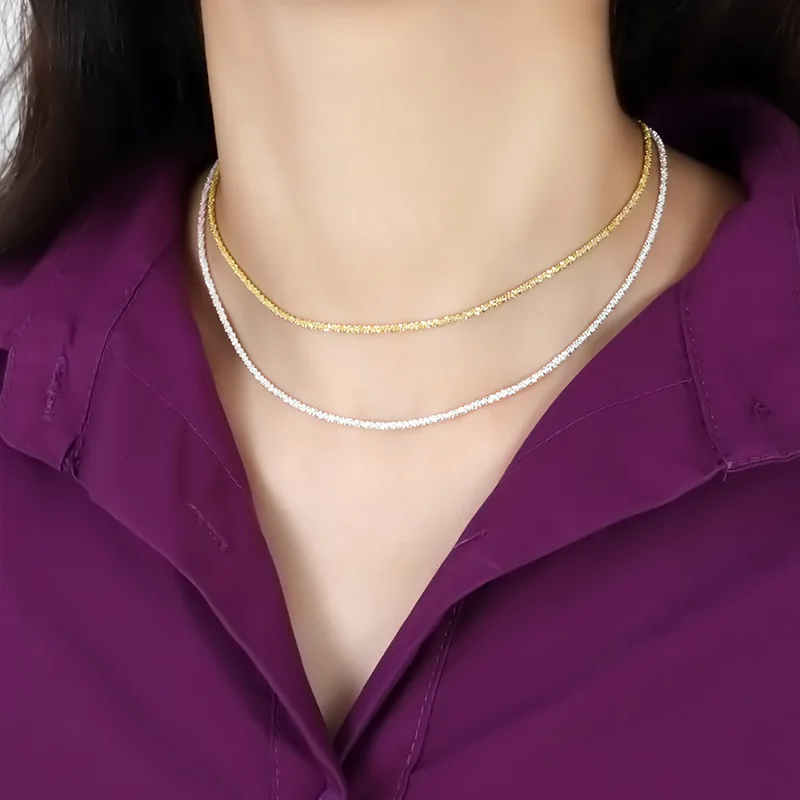 

Morivovog 925 Sterling Silver Bling Beach Chain Chain Choker Necklace for Women Chic Shine Light Luxury Necklace Simple Jewelry