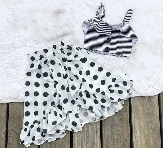 Летняя праздничная одежда для маленьких девочек 0-5 лет полосатый жилет без