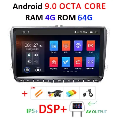 DSP Android 9,0 2G16G Автомобильный gps радио для VW PASSAT B6 B7 V7 Golf 5 6 Tiguan Bora Fabia быстрая для сиденья Leon Altea Toledo без dvd-плеера - Цвет: 4G 64G IPS DSP AVOUT