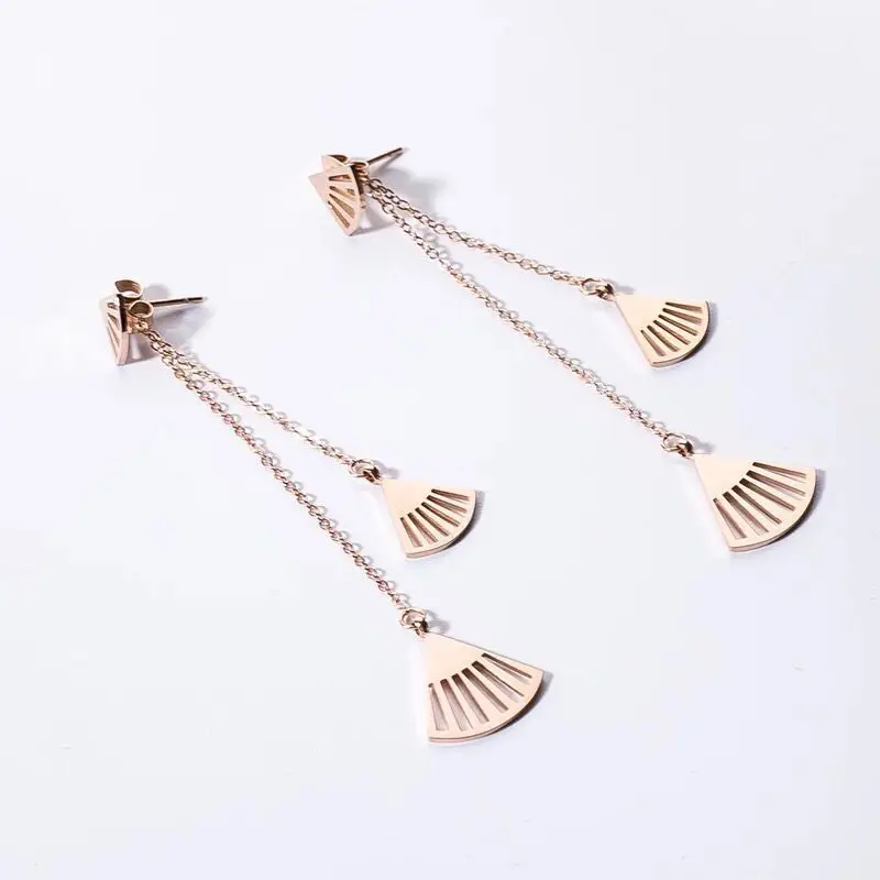 

Stainless Steel Earrings Sector Ginkgo Leaf Tassel Earrings for Women Dual-use Designer Jewelry Decorations For Girls