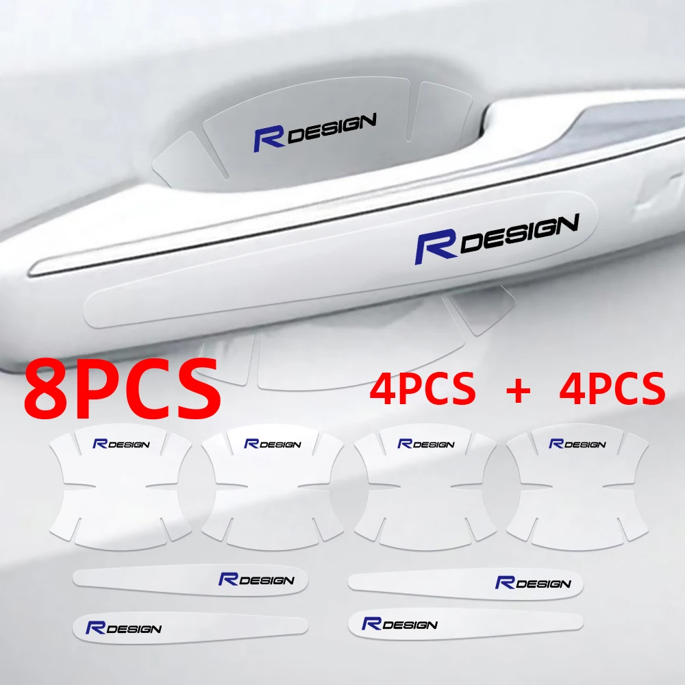 

8Pcs TPU Car door handle stickers Anti-abrasion protector film For RDSIGN Logo For Volvo XC60 XC90 S60 S80 S90 XC40 V60 V90