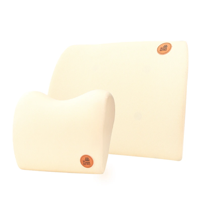 beige Car Pillow Memory Cotton Foam Headrest Neck Warm Winter Car Seat Support Lower Back Cushion Lumbar Support Rest Auto Accessories - Название цвета: beige